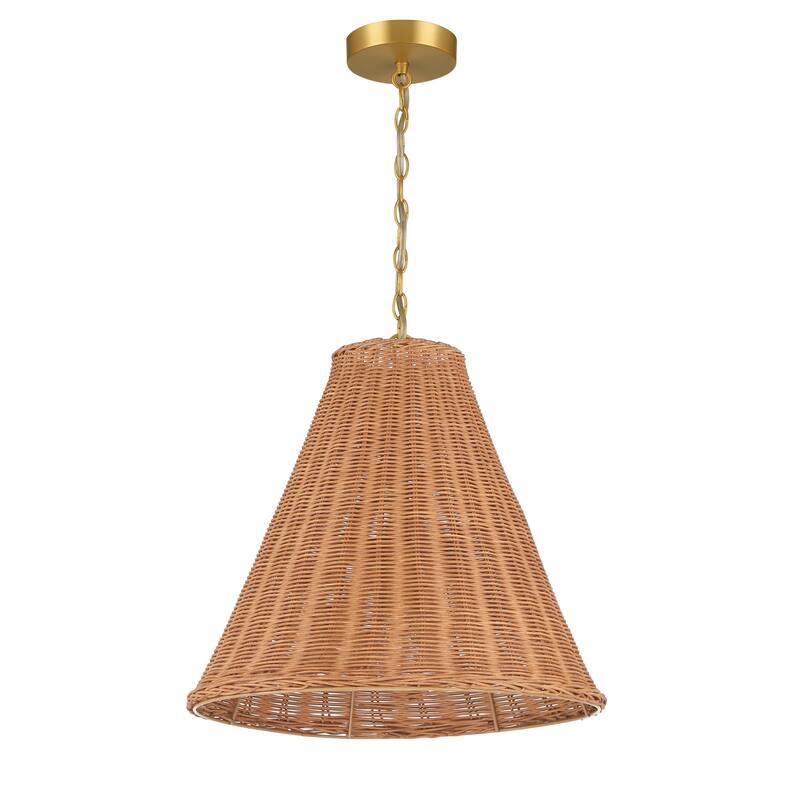 Rattan Taper Pendant Light - 18" x 17" - Natural