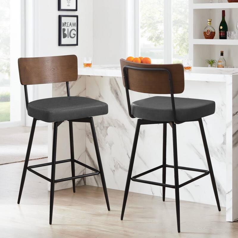 26"/ 29" Faux Leather Swivel Counter/ Bar Stools Set of 2/3