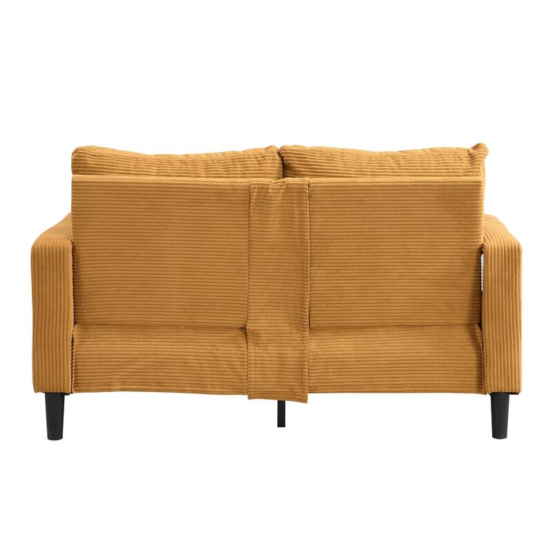 57 inch High Resilience Loveseat Wooden Frame 2 Seat Comfy Small Space Modern Upholstered Orange