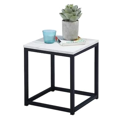 End Table Side Table Nightstand Metal Frame Marble Black