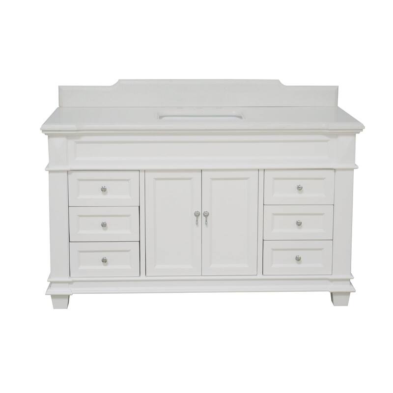 KitchenBathCollection Elizabeth 60" Single Bathroom Vanity with Quartz Top