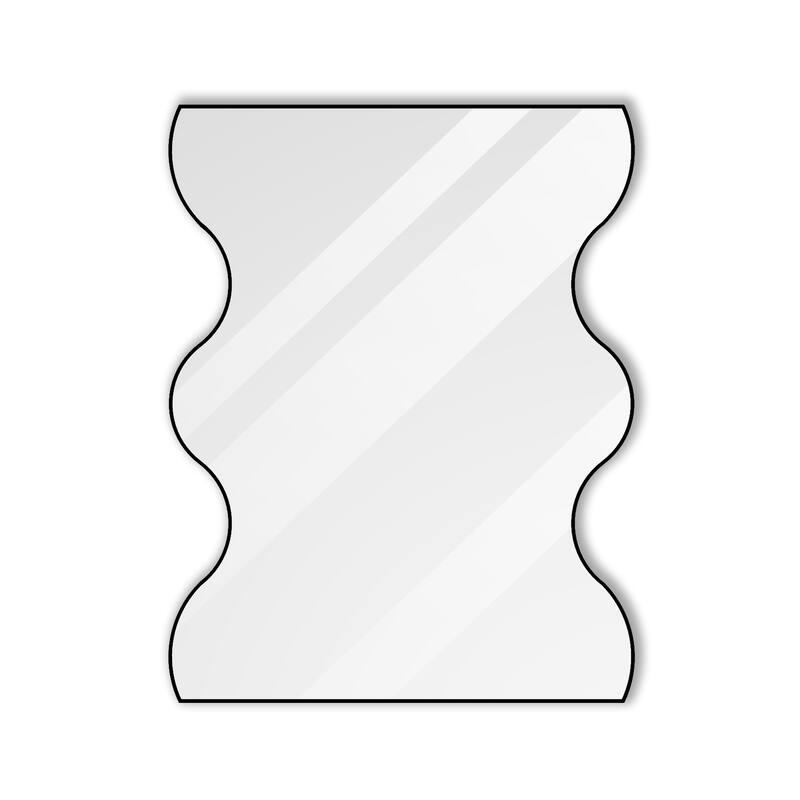 Wall Mirror 30x35 Inch Rectangular Mirror with 2 Wavy Sides Metal Framed Mirror Vanity Mirror Dressing Mirror