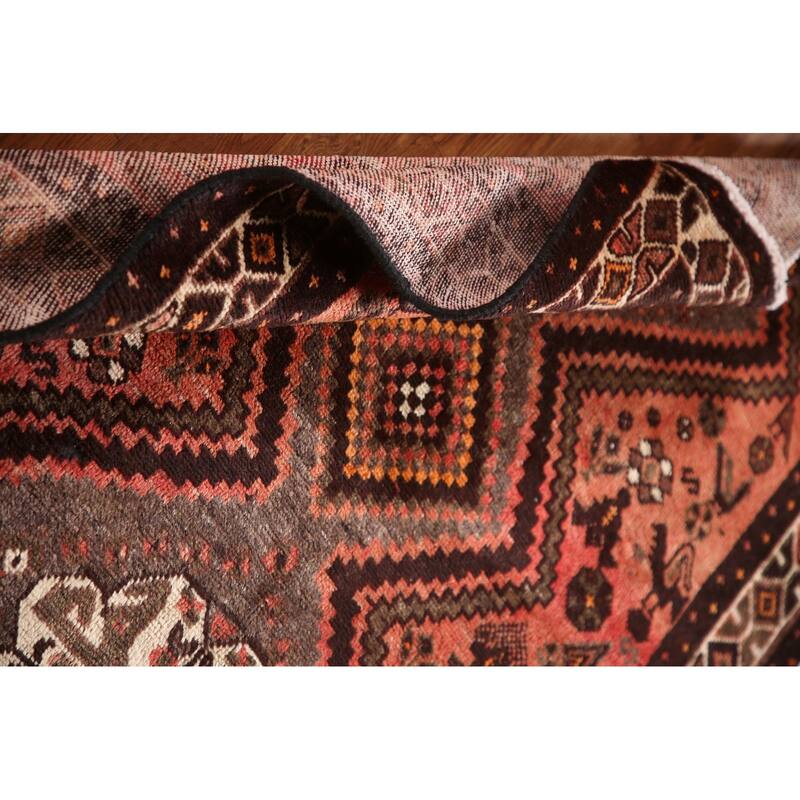 Tribal Geometric Hamedan Persian Vintage Area Rug Handmade Wool Carpet - 3'8"x 4'10"