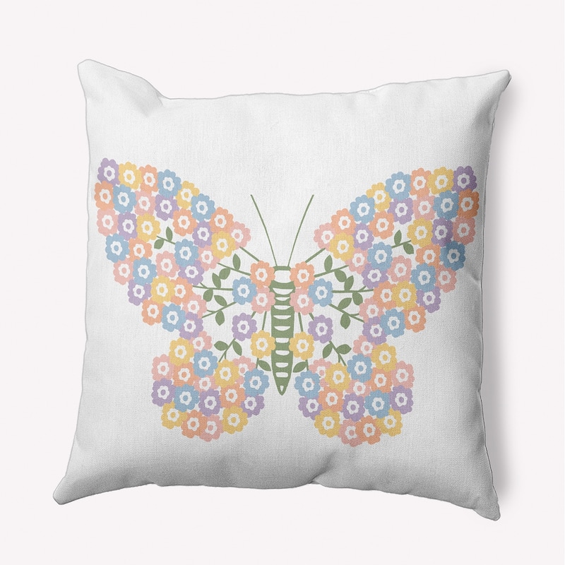 Blooming Butterfly Accent Pillow - Green/White - 20" x 20"