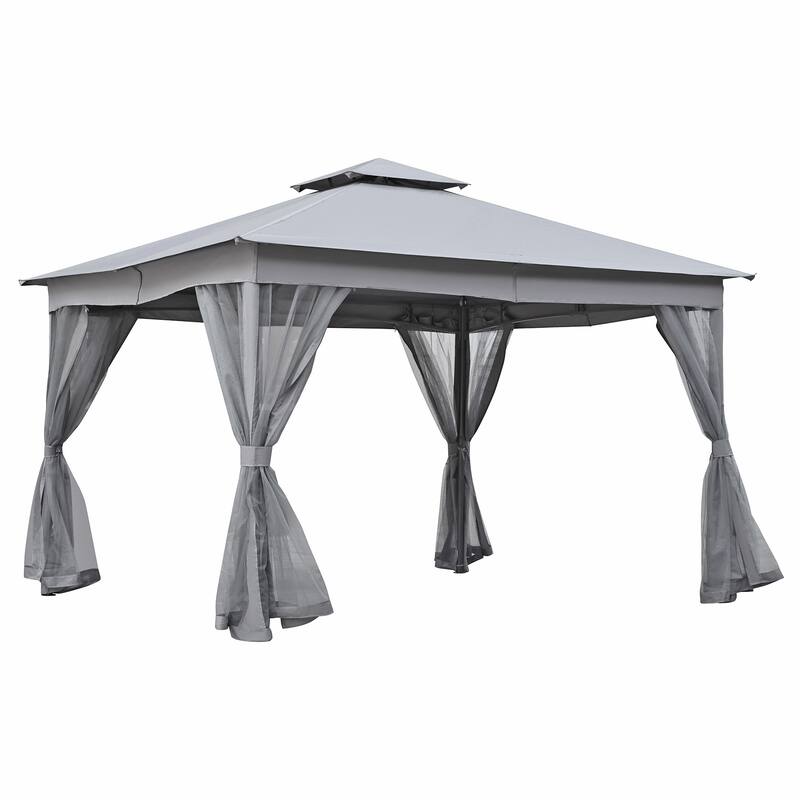 Patio Gazebo Tent with Double Roofs and Mosquito Netting for Backyard
