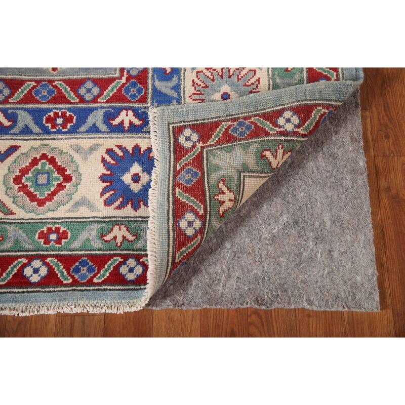 Gray Geometric Kazak Oriental Area Rug Wool Carpet - 6'3" x 8'11"