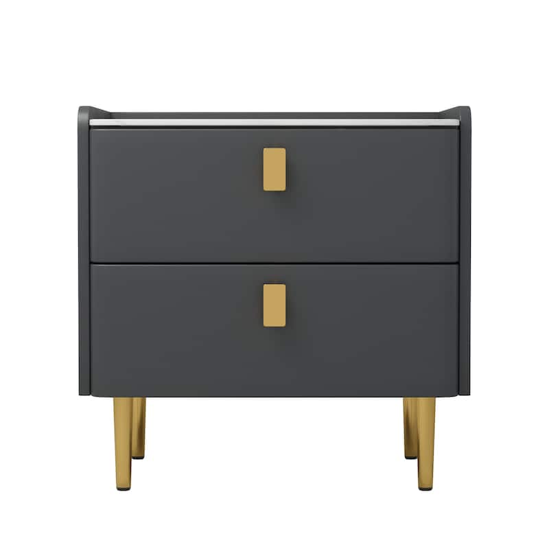 Modern Luxury 2-drawer Faux Leather Bedroom Nightstand