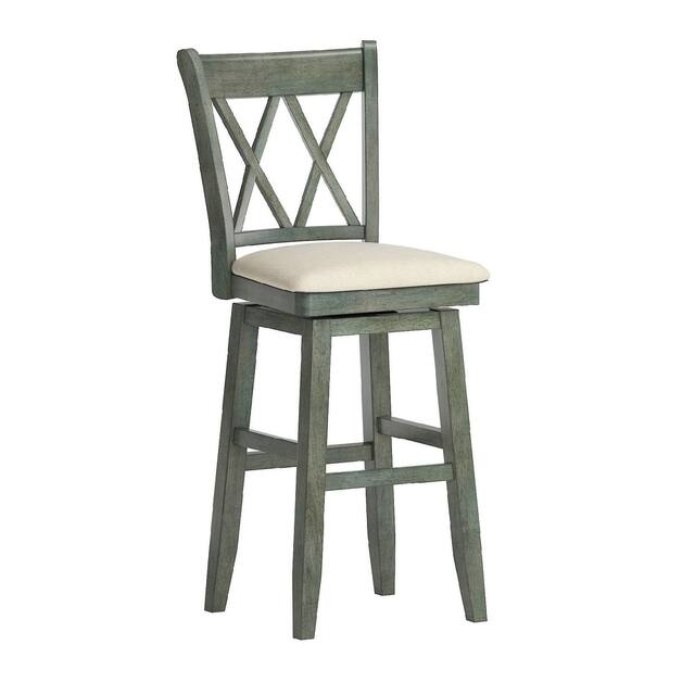 Eleanor Double X Back Wood Swivel Bar Stool by iNSPIRE Q Classic - Antique Sage Green - Bar height