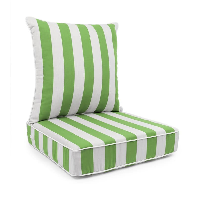 Sherry Kline Indoor/Outdoor Cabana Stripe Deep Seat Cushion (Seat & Back) - Green/White