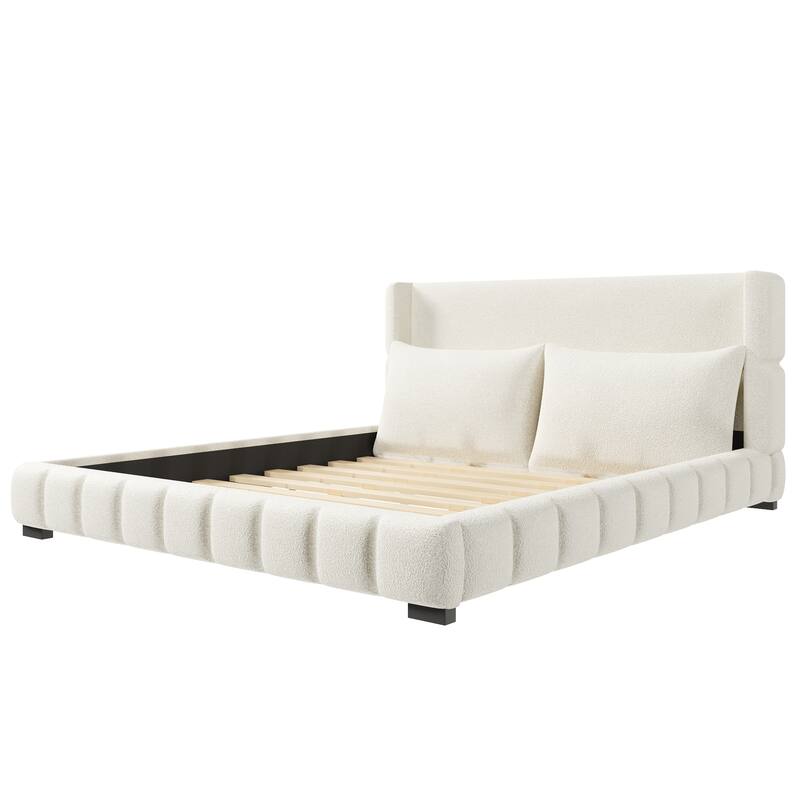 Upholstered Platform Bed with 2 Cushioned Pillows by Harper&Bright Designs