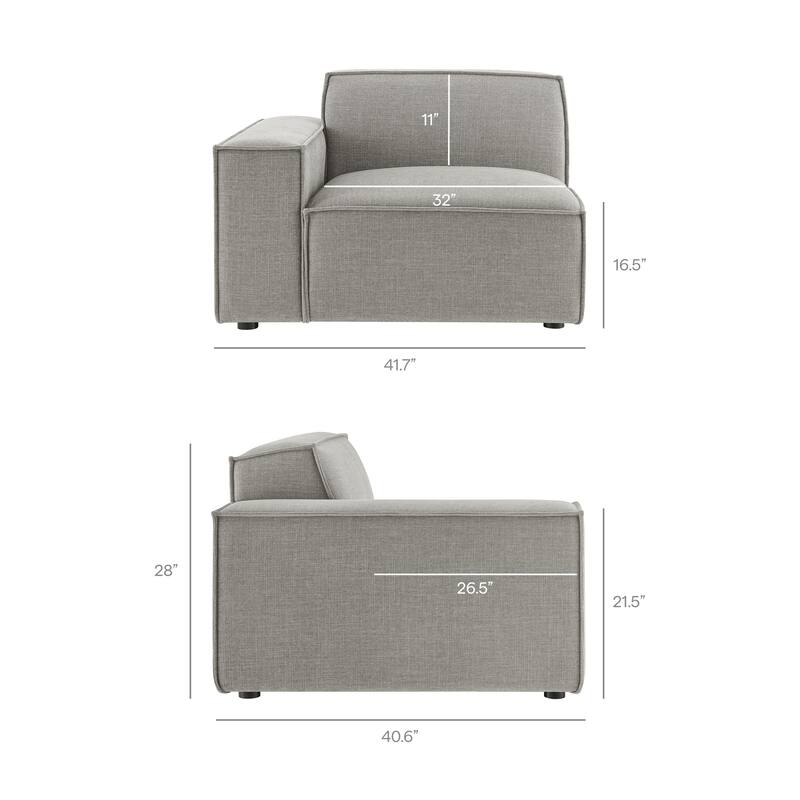 Restore 4-Piece Performance Fabric Upholstered Modular L-Shaped Sofa