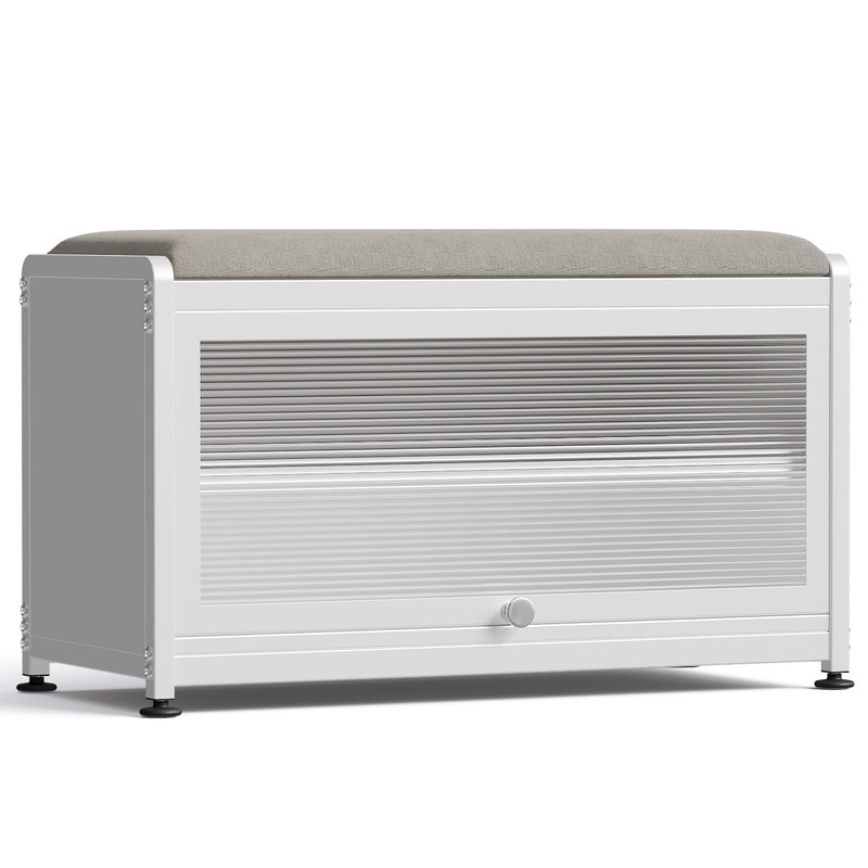 Innovaze 2-Tier Flip-Up Shoe Bench with Storage - 286lb Capacity, Soft Seat & Magnetic Closure