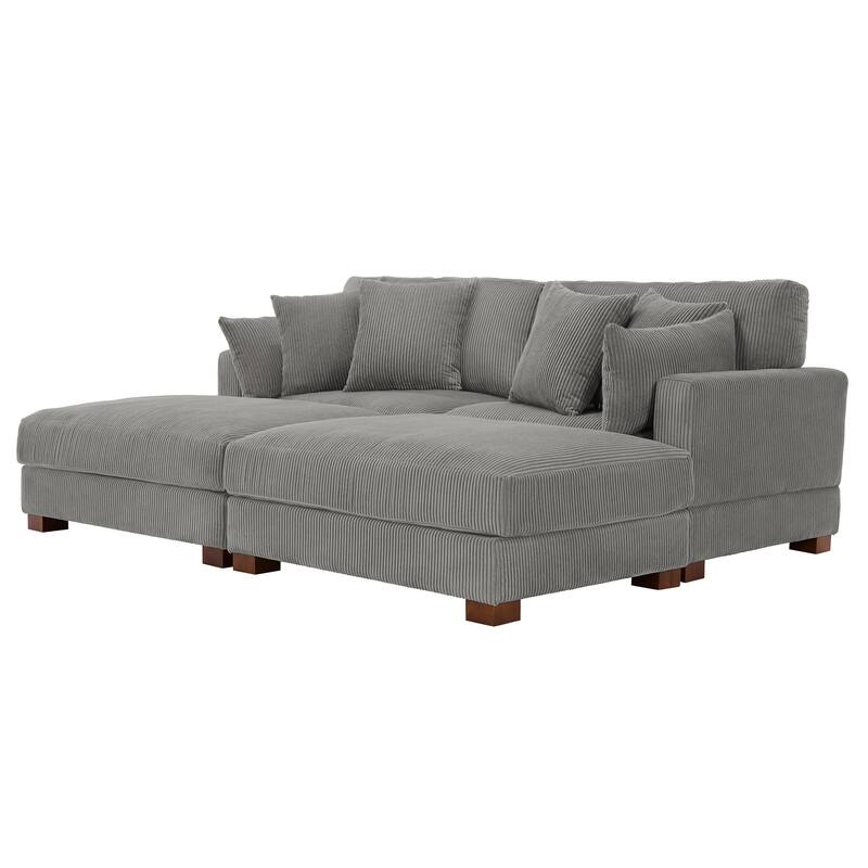 Corduroy Modular Sectional Sofa Deep Seat Corner Sofas & Ottomans