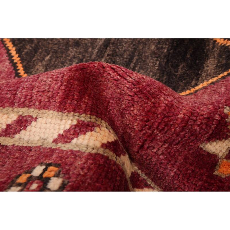 ECARPETGALLERY Hand-knotted Melis Dark Magenta Wool Rug - 4'10 x 9'5