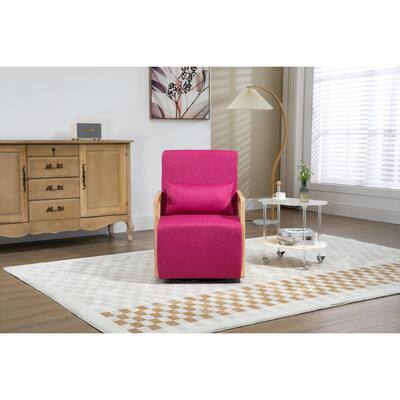 360° Swivel Chair Barrel Chair Hotel Linen Lounge Chairs, Rose Red