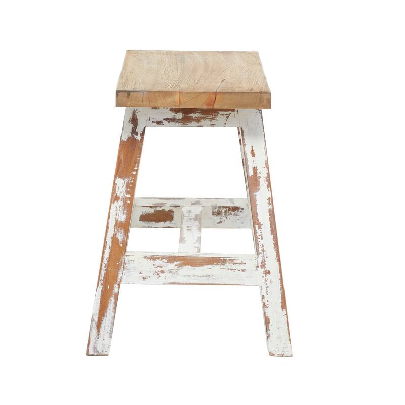 Wood Bench or Stool with Brown Wood Top - Brown or Blue - Roche River Decor