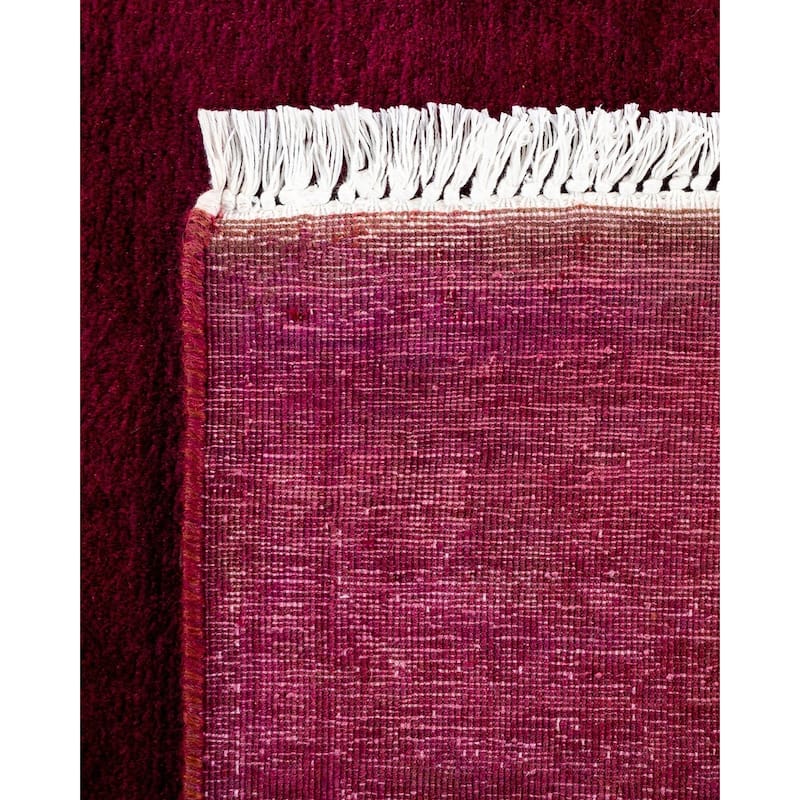 Overton Hand Knotted Wool Vintage Inspired Modern Contemporary Overdyed Pink Runner Rug - 2' 7" x 17' 7"