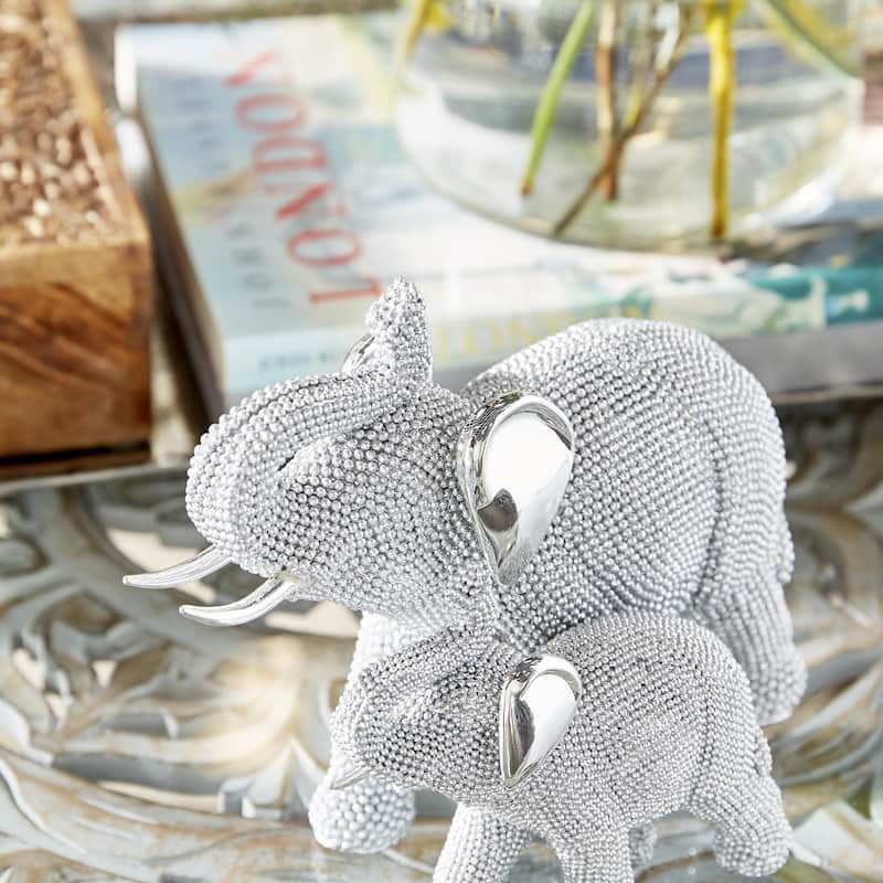 Polystone Elephant Decorative Sculpture - Silver - Roche River Decor