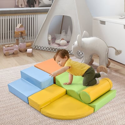 6-in-1 Climb Crawl Activity Play Set For Toddler Indoor Active Play Structure Climbing Crawling Toys Gym Equipment