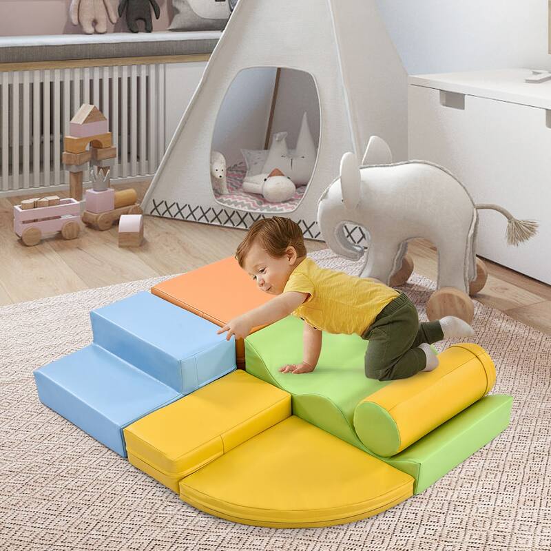 Soft Climb and Crawl Foam Playset 6 in 1,Play Equipment Climb and Crawl Playground,Kids Crawling and Climbing Play Structure