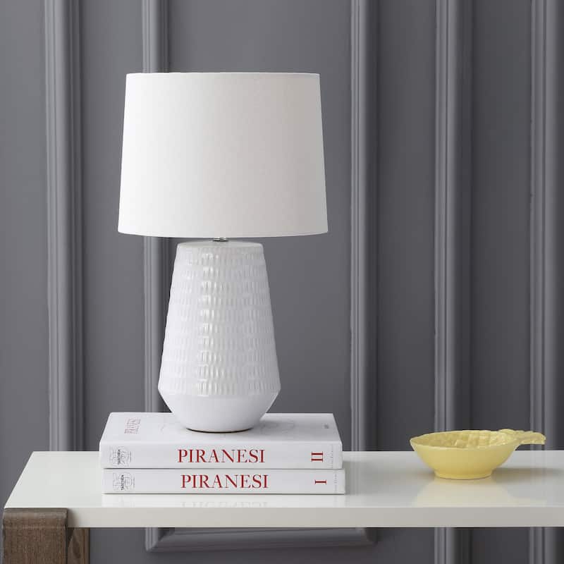 SAFAVIEH Lighting Onelia 18-inch LED Table Lamp - 12" W x 12" D x 21" H - White