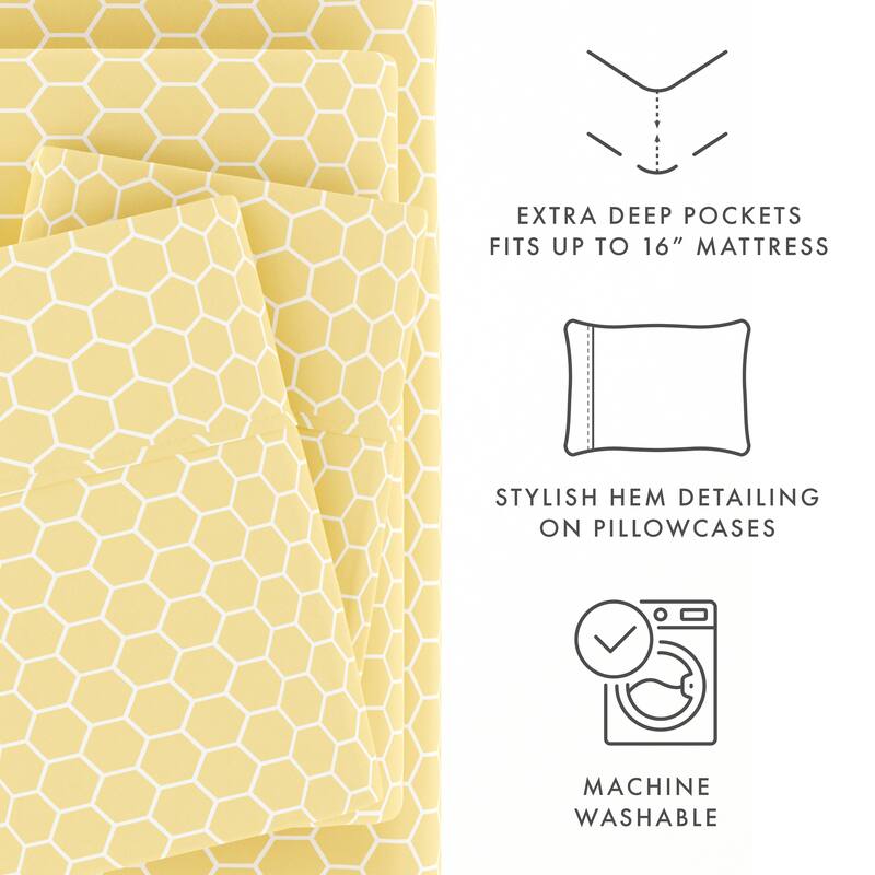 Becky Cameron Honeycomb Ultra-soft 4-piece Deep Pocket Bed Sheet Set