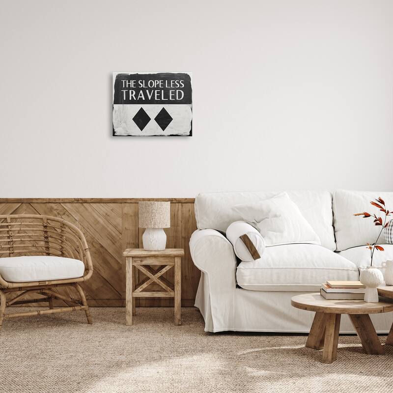 Stupell The Slope Less Traveled Phrase Double Black Diamond Canvas Wall Art Design By Kyra Brown