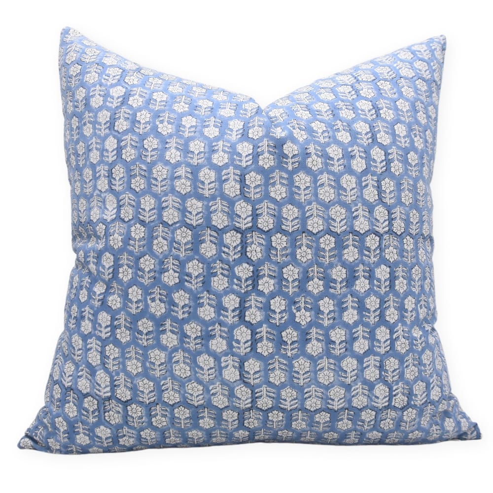 Fabdivine Handmade Floral Block Print Linen Pillow Cover Lounge Decor,Tulsi Buti