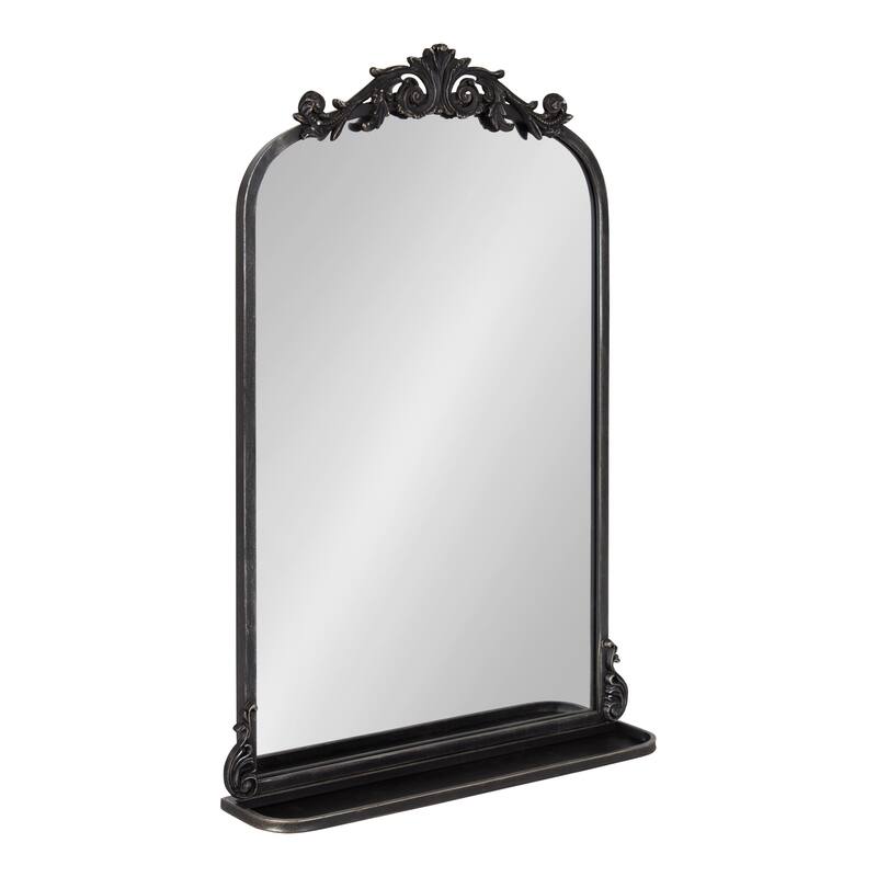 Kate and Laurel Arendahl Traditional Arch Mirror with Shelf - 21x32 - Black