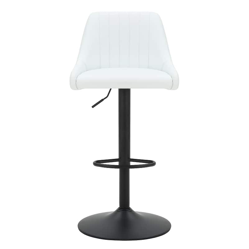 Modern Faux Leather and Metal Adjustable Air-Lift Stool with Swivel, Set of 4 - White and Black