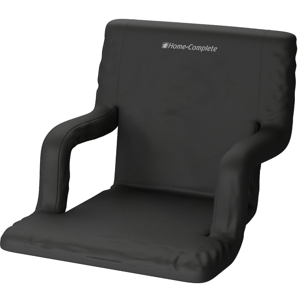 Stadium Seat Chair - Bleacher Cushion with Padded Back Support Armrests by Home-Complete (Black) - 15.5" x 15.5"