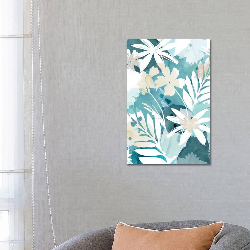 iCanvas "Soft Blue Floral I" by Flora Kouta Canvas Print - 26x18x1.5