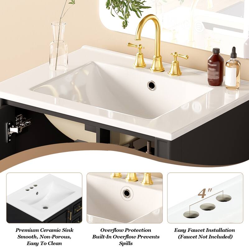 Modern 24" Bathroom Vanity with Ceramic Sink