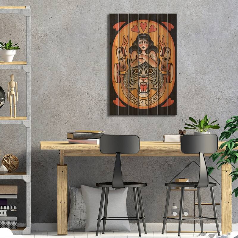 Courage Heart Print On Wood by Jessica O. - Multi-Color