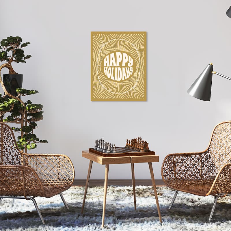 Wynwood Studio Canvas Floral and Botanical Ochre Gold Holidays Gold Modern & Contemporary Wall Art Canvas Print - 16 x 20