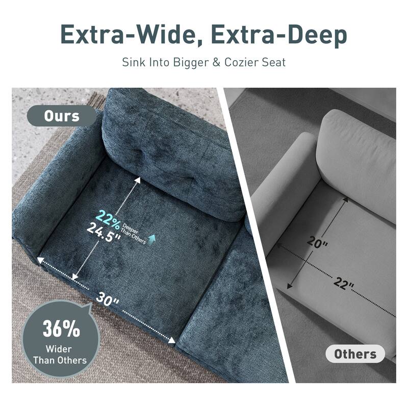 MASION ARTS 3-Piece Modular Sectional Sofa, Oversized Cloud Couch with Armchairs/Loveseats, Deep Seat Sofa (5–7 Seats)