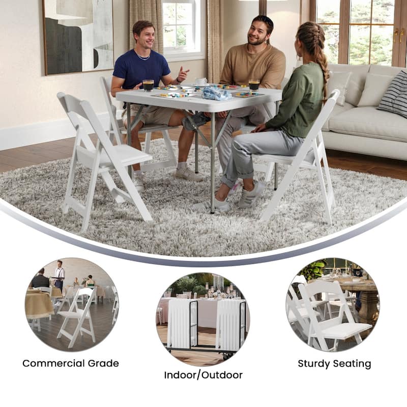 Lightweight Resin Folding Chairs with Vinyl Seats (Set of 4)