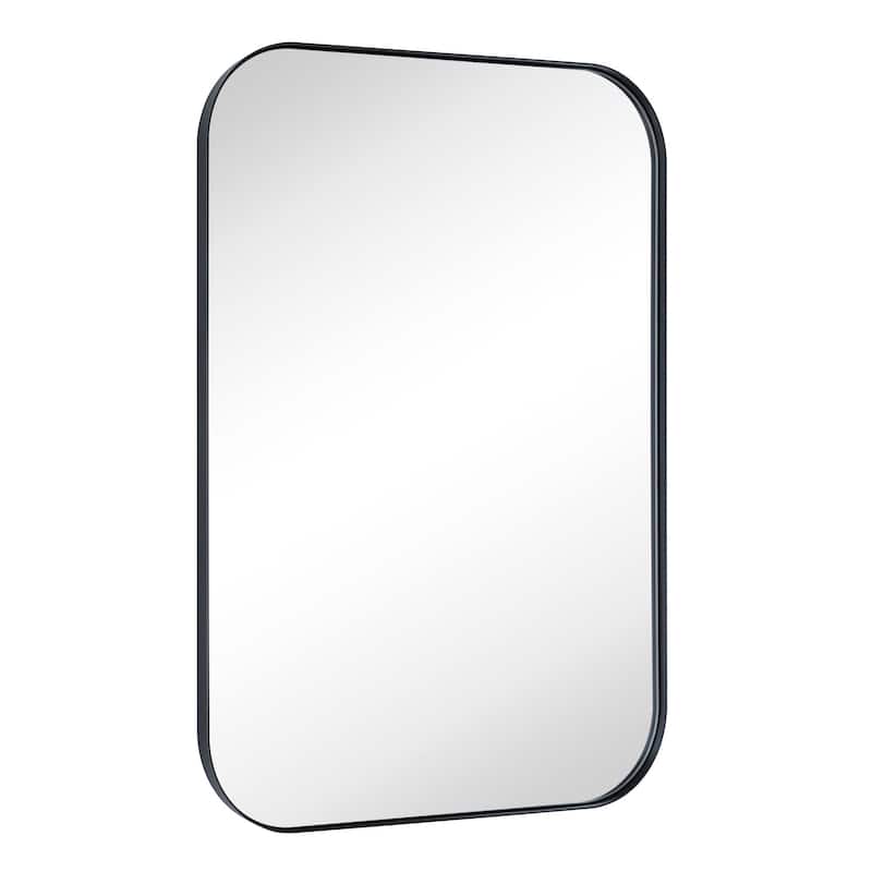 TEHOME Mid-Century Modern Chic Metal Rounded Wall Mirrors - 22'' x 30'' - Black