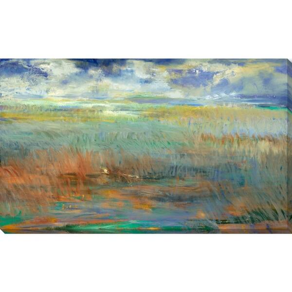 Shop Teal Blue And Brown Printed Rectangular Wrapped Canvas Wall