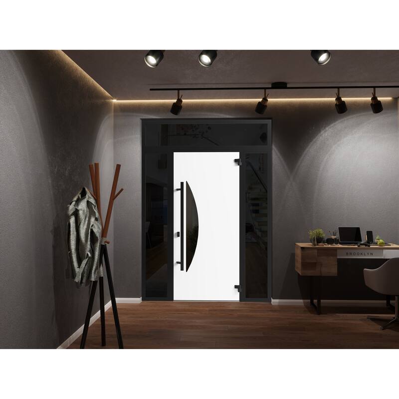 Front Exterior Prehung Steel Door Ronex 1077 Teak Entry Metal Painted W36xH80 Left hand Inswing