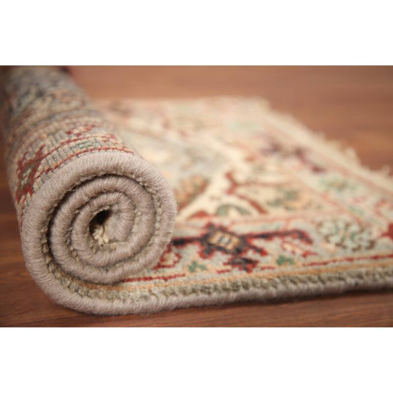 Hand Knotted Oriental 100% Wool Carpet Traditional Medallion Greys & Charcoal Heriz (serapi) Area Rug - 3' 0'' X 2' 0''