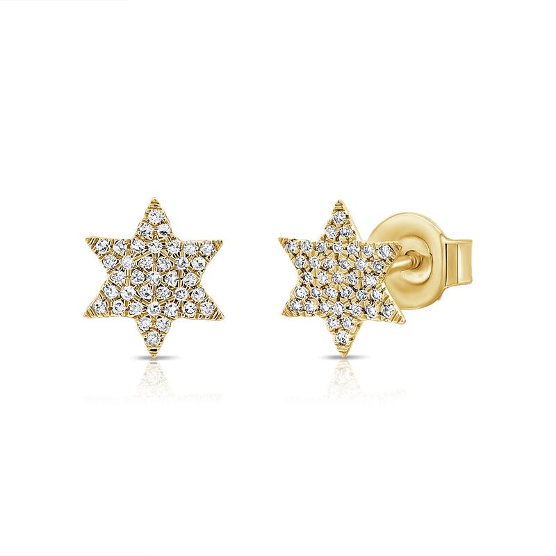 Joelle Collection Diamond Star Earrings 14K Gold - Yellow