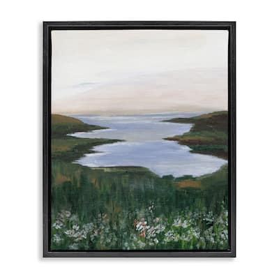 Stupell Peaceful Greenery by Lake Framed Floater Canvas Wall Art Design By Nikita Jariwala