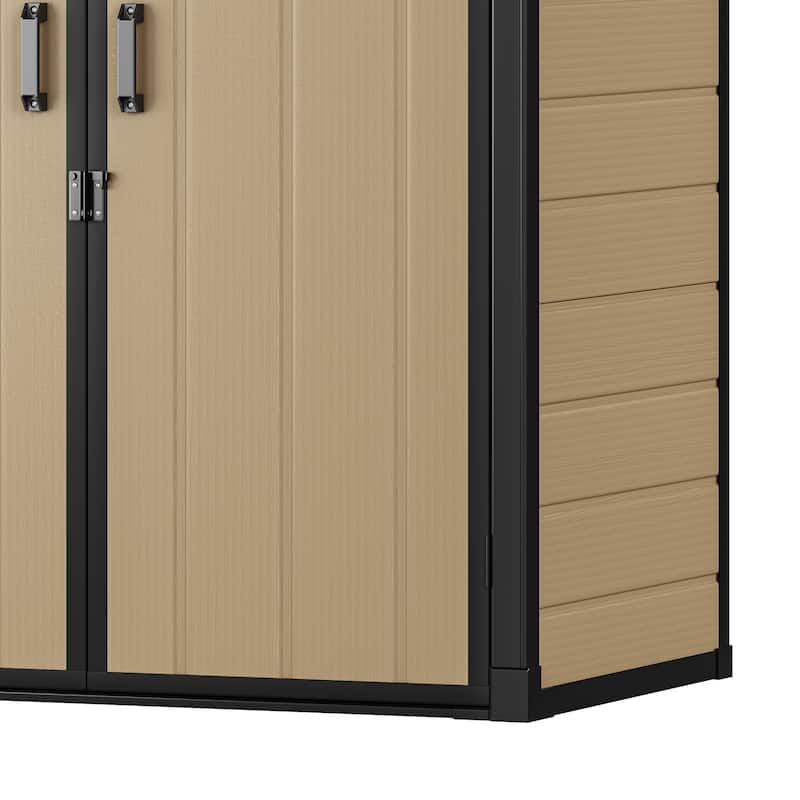 Outdoor Tall Storage Shed with 2 Shelves - N/A
