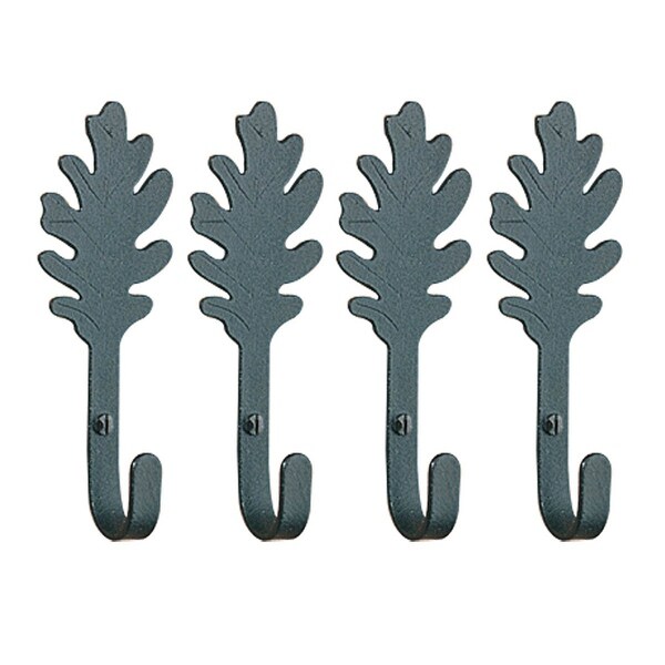 4 Kitchen Hooks Wrought Iron Leaf Shape Black | Renovator's Supply