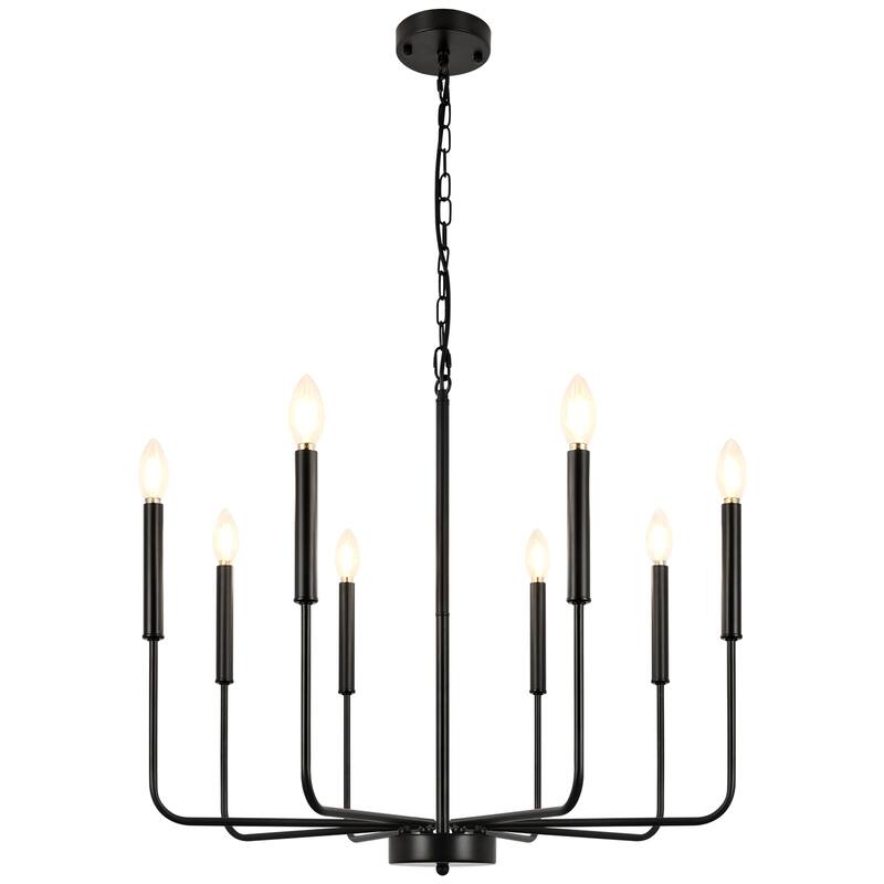 8-Light Farmhouse Traditional Candle Chandelier for Dining Room Bedroom Living Room