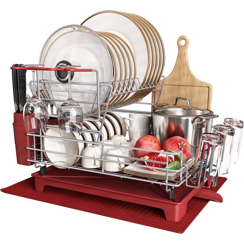 JASIWAY 2 Tier Kitchen Stainless Steel Dish Rack
