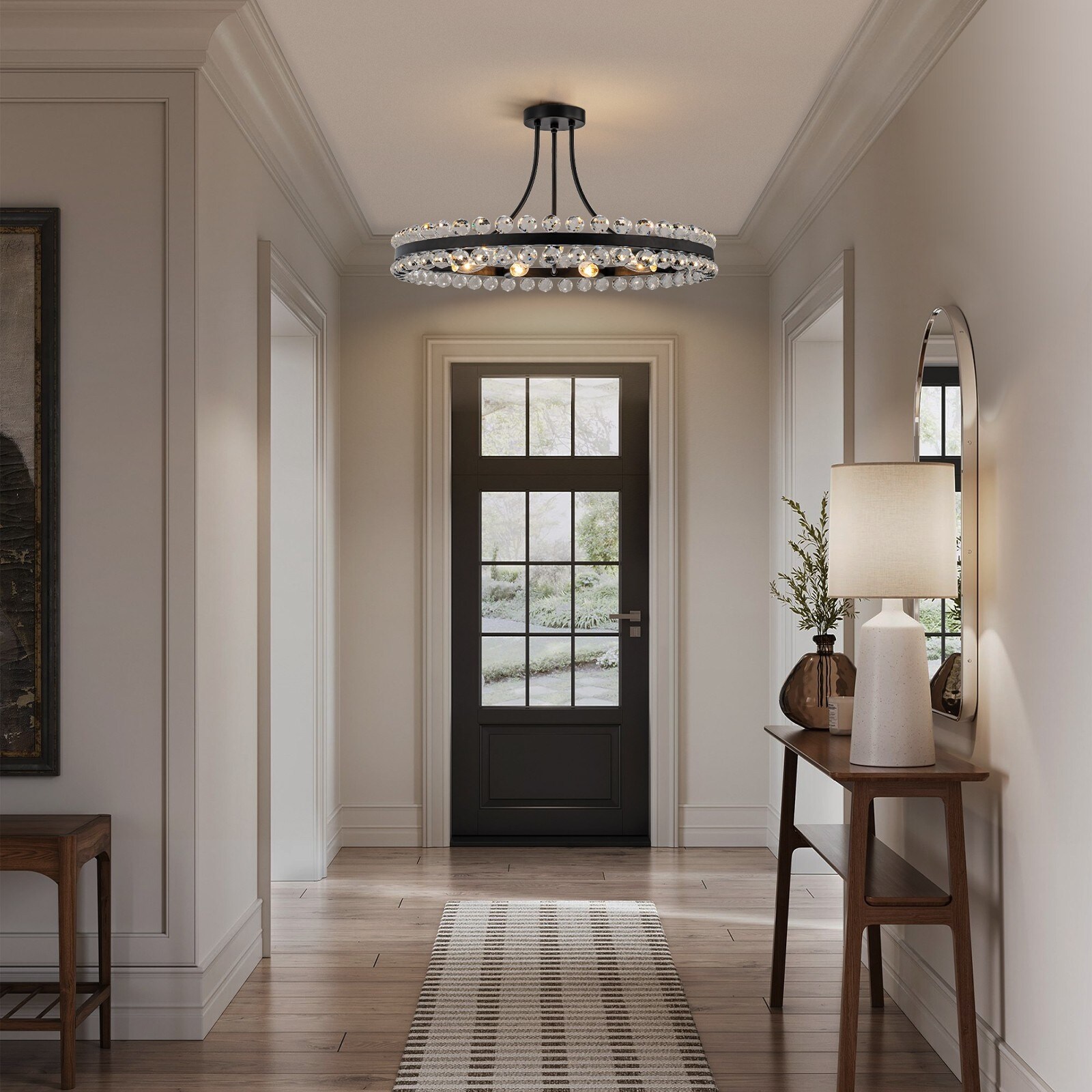 Starsky 4/9-light Modern Crystal Ceiling Light Round Semi