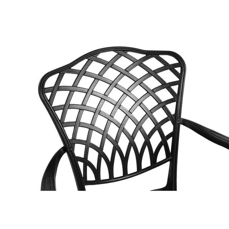 Outdoor 3-Piece Bistro Table and Chairs Set with Umbrella Hole, Patio Aluminum Chairs Set with Cushion & Round Table