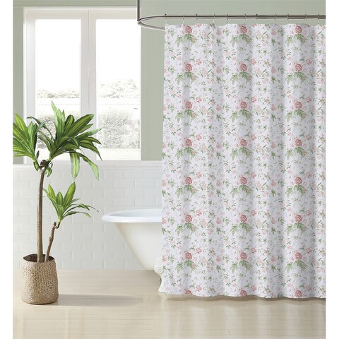 Laura Ashley Breezy Floral Cotton Pink Shower Curtain